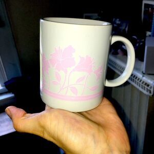 Vintage 90s Russ Pink Flower Coffee Mug
